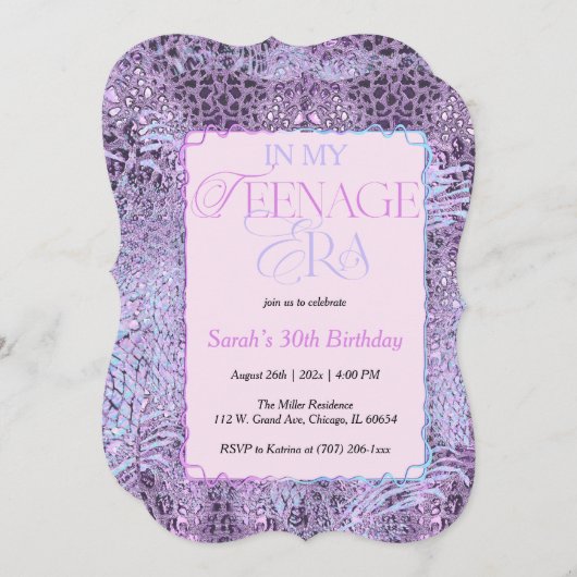 30代のピンクの誕生日パーティーで 招待状 (正面/裏面)