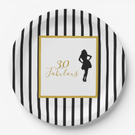 30代のファブリラス ブラック&ゴールド 誕生日パーティー ペーパープレート