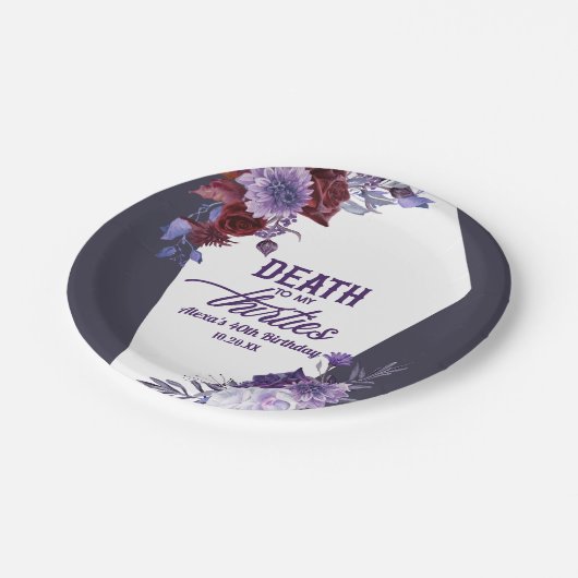 30代の死のフローラ40歳のパーティー ペーパープレート (アングル)
