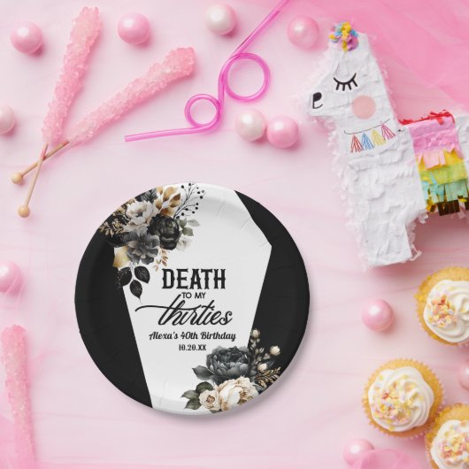 30代の死のフローラ40歳のパーティー ペーパープレート (パーティー)