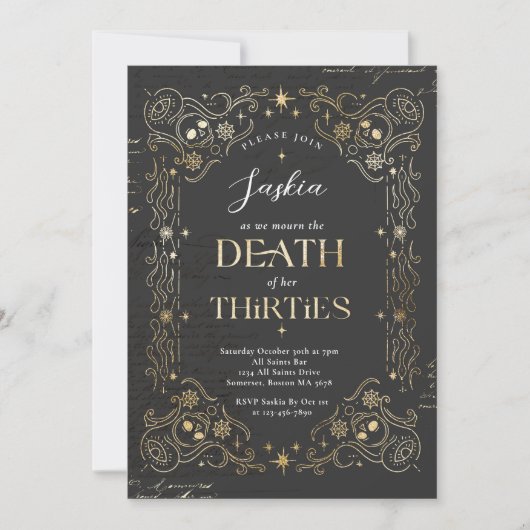 30代の死ハロウィーン40歳の誕生日パーティー 招待状 (正面)
