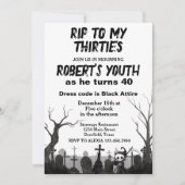 30代または任意の年齢の誕生日パーティーにRIP 招待状 (正面)
