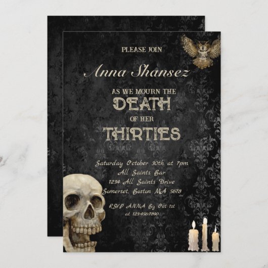 30代ハロウィーン30,40歳の誕生日パーティー 招待状 (正面/裏面)