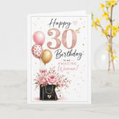 30代女性のエレガントな誕生日 カード (黄色い花)