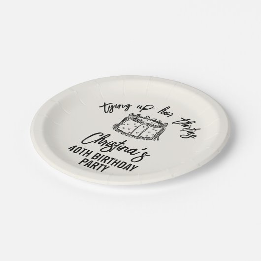 30代40歳の誕生日を迎えるブラックボウ ペーパープレート (アングル)