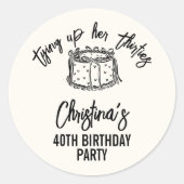 30代40歳の誕生日を迎えるブラックボウ ラウンドシール (正面)