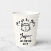 30代40歳の誕生日を迎えるブラックボウ 紙コップ (裏面)