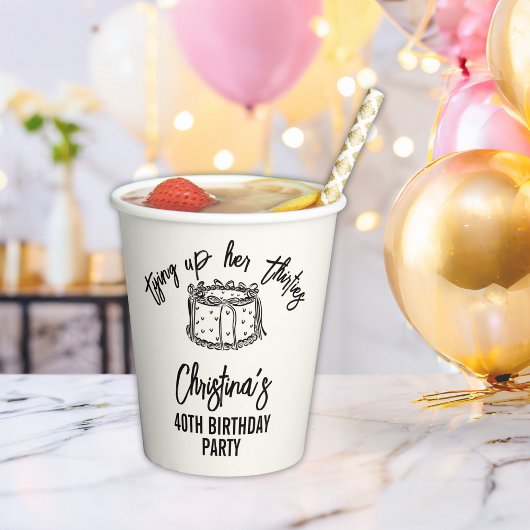 30代40歳の誕生日を迎えるブラックボウ 紙コップ