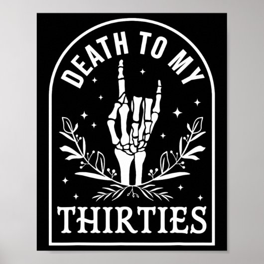 30代40歳の誕生日スケルトンGothic Halloへ ポスター (正面)