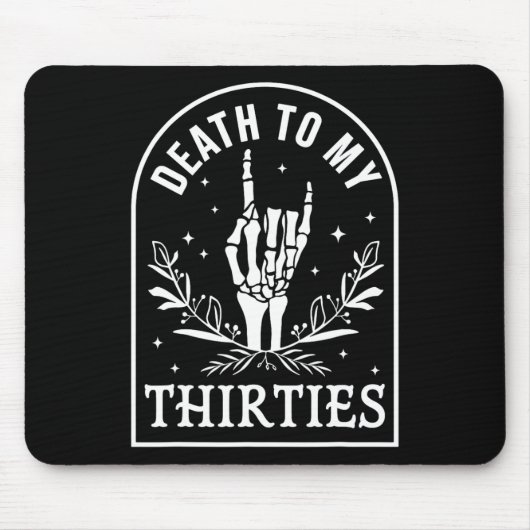 30代40歳の誕生日スケルトンGothic Halloへ マウスパッド (正面)