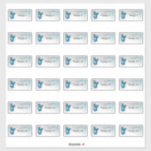 30個のゲスト名ブルーバタフライステッカー シール (シート)