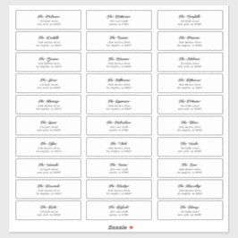 30個のブラックスクリプトゲストエンベロープのアドレス シール