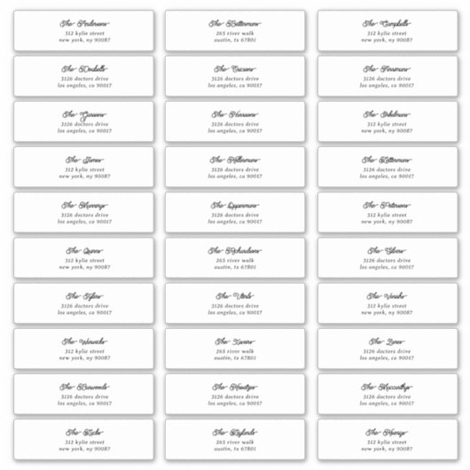 30個のブラックスクリプトゲストエンベロープのアドレス シール (正面)