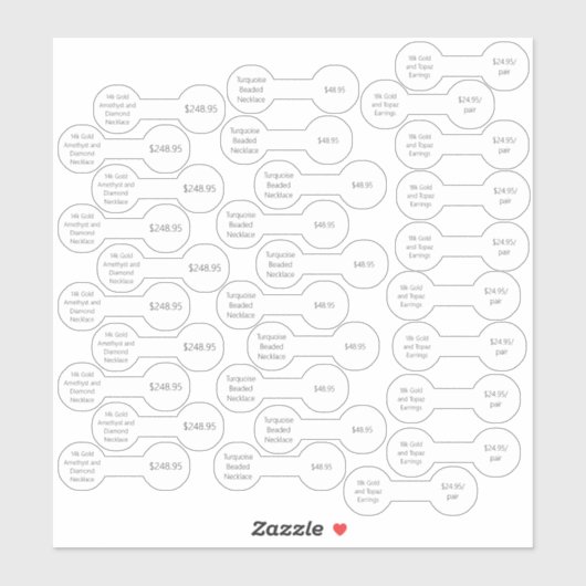 30個 白い宝石価格タグ バーベルステッカーセット シール (シート)