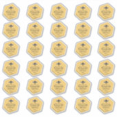 30六角形防水イエローハニカムミツバチ シール (正面)