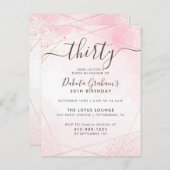 30台本の水彩ピンクの誕生日パーティー インビテーションポストカード (正面/裏面)