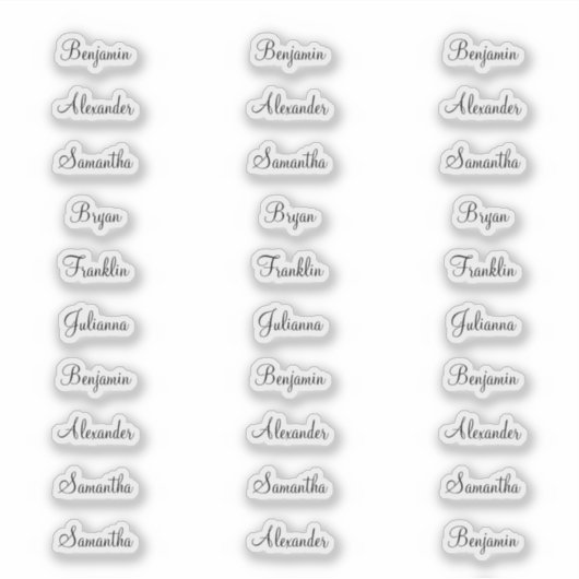 30名のゲスト名(幅1インチ未満) シール (正面)
