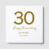 30周年おめでとう名前日付ゴールド太字レター ゲストブック (裏面)
