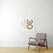 30周年おめでとう名前日付ゴールド太字レター タペストリー (インサイチュ(横))