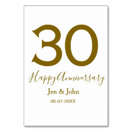 30周年おめでとう名前日付ゴールド太字レター テーブルナンバー