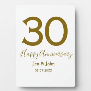 30周年おめでとう名前日付ゴールド太字レター フォトプラーク