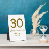 30周年おめでとう名前日付ゴールド太字レター フォトプラーク (側面)
