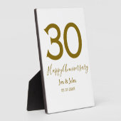 30周年おめでとう名前日付ゴールド太字レター フォトプラーク (側面)