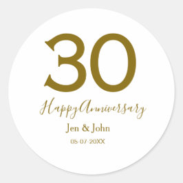 30周年おめでとう名前日付ゴールド太字レター ラウンドシール