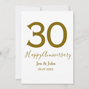 30周年おめでとう名前日付ゴールド太字レター 招待状