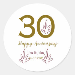 30周年おめでとう name date 黄金の紅葉 ラウンドシール