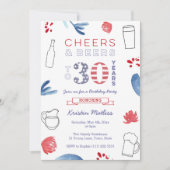 30周年お祝いパーティー 大人の誕生日会 招待状 (正面)