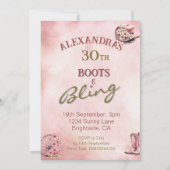 30周年カウガールブーツblingウェスタンピンクブラウン 招待状 (裏面)