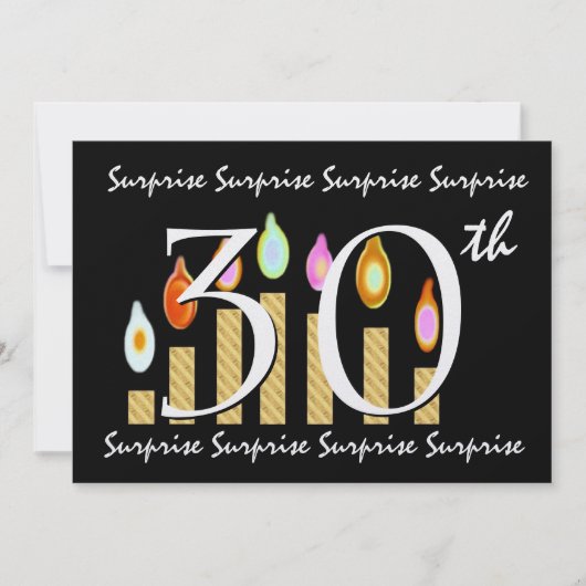 30周年サプライズ誕生日パーティー招待状テンプレート 招待状 (正面)