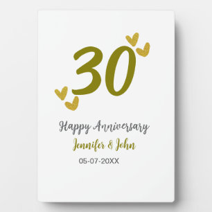 30周年ハッピーアニバーサリー ゴールド グレー 結婚カップル フォトプラーク