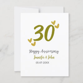 30周年ハッピーアニバーサリー ゴールド グレー 結婚 カップル ポストカード