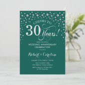 30周年パーティー - エメラルドグリーンシルバー 招待状 (スタンド正面)