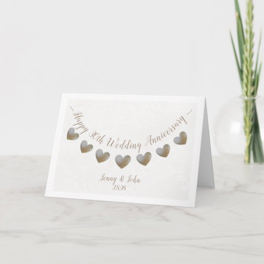 30周年パールウェディングアニバーサリー ハートのバンティング カード (正面)