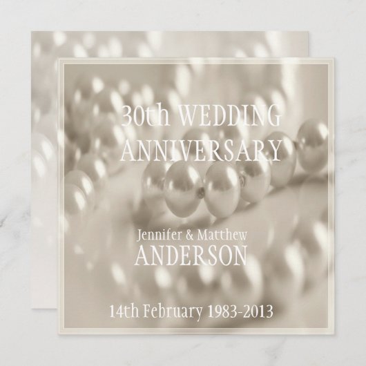 30周年パール結婚記念日お祝い 招待状 (正面/裏面)