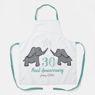30周年パール結婚記念日のかわいい象のエプロン エプロン