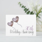 30周年パール結婚記念日のハート風船 出欠カード (スタンド正面)
