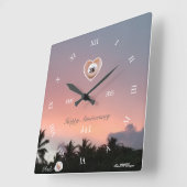 30周年パール結婚記念日をカスタマイズ スクエア壁時計 (傾斜)