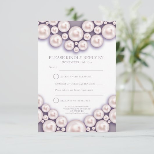 30周年パール結婚記念日ハート返信カード 出欠カード (スタンド正面)