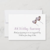 30周年パール結婚記念日 紫のハート サンキューカード (裏面)