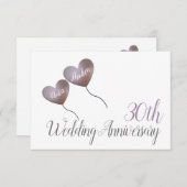 30周年パール結婚記念日 紫ハート サンキューカード (正面/裏面)