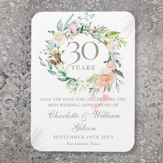 30周年日結婚付のフローラを保存 マグネット