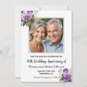 30周年紫結婚のバラ写真 セーブザデート (正面)