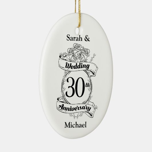 30周年結婚フラワーズロマンティックバラ セラミックオーナメント (右)