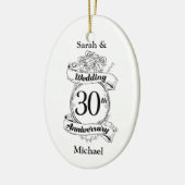 30周年結婚フラワーズロマンティックバラ セラミックオーナメント (左)