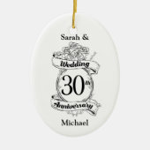 30周年結婚フラワーズロマンティックバラ セラミックオーナメント (正面)