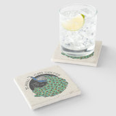 30周年結婚孔雀の鳥ハート ストーンコースター (横)